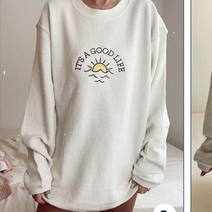 Sunkissed Coconut oversized corded crewneck